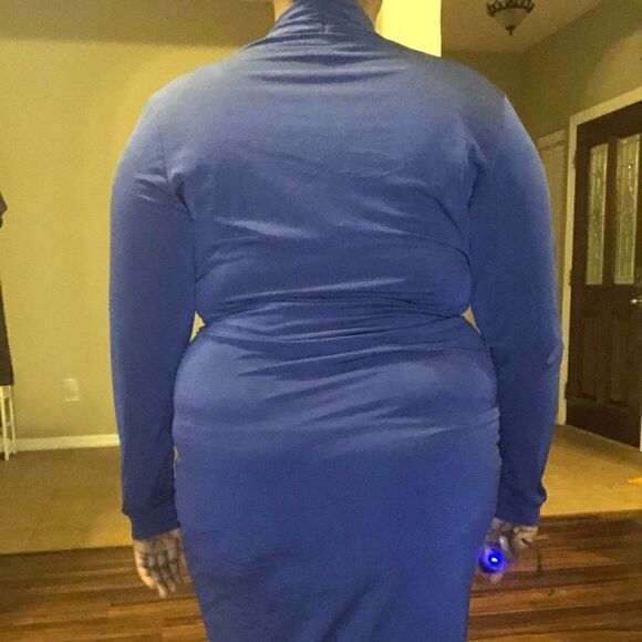 LONG SLEEVE ROYAL BLUE DRESS PLUS SIZE 2X - Picture 2 of 4